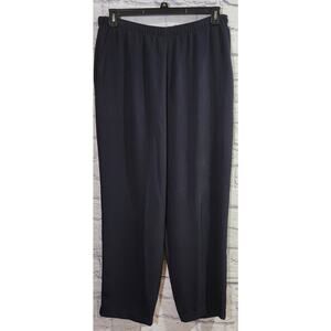 TanJay Dark Blue Pleated Pull On Pants 12 Lightweight Pockets Straight Leg Soft